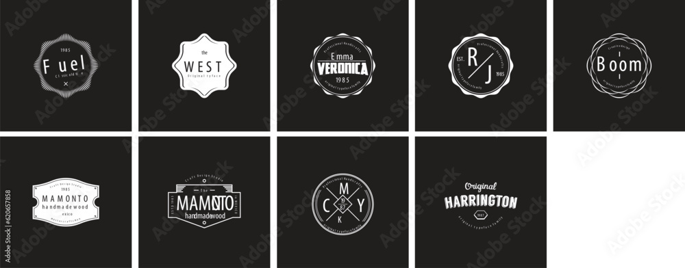set of black and white labels