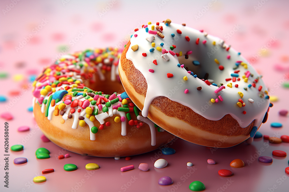 delicious and sweet two donut rendering minimal background delicious and sweet two donut rendering minimal background