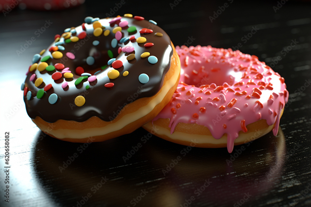 delicious and sweet two donut rendering minimal background delicious and sweet two donut rendering minimal background