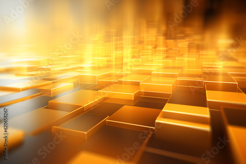 3D Grid of Golden Cubes