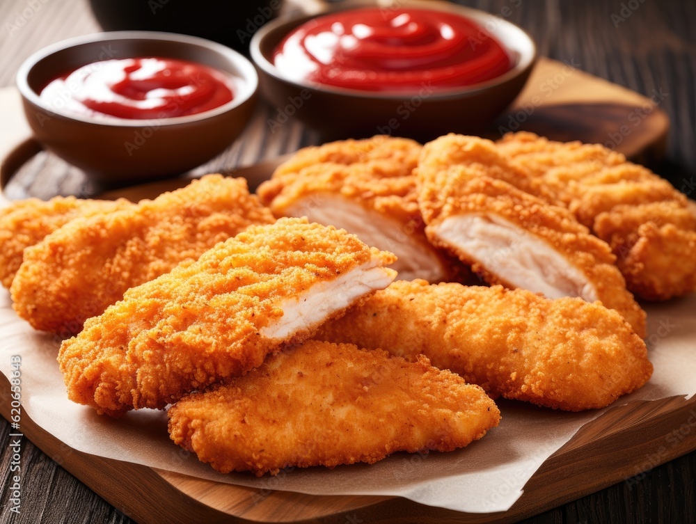 Chicken Tenders on dark background (generative AI) Chicken Tenders on dark background (generative AI)