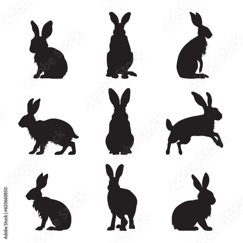 Silhouette hare collection - vector illustration
