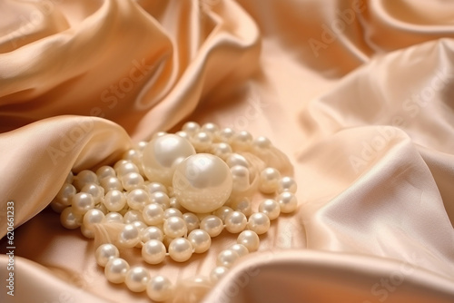 Natural Pearls on White Silk - Created with Generative AI Tools