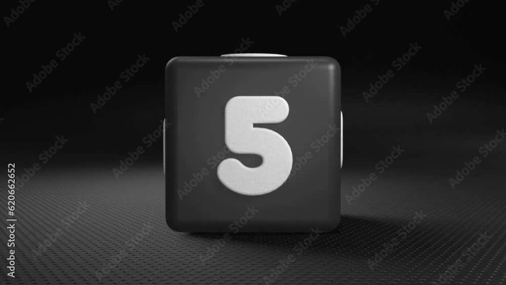 Countdown 10 to 0 second black cube with white numbers on a black floor timer animation 3d Countdown 10 to 0 second black cube with white numbers on a black floor timer animation 3d