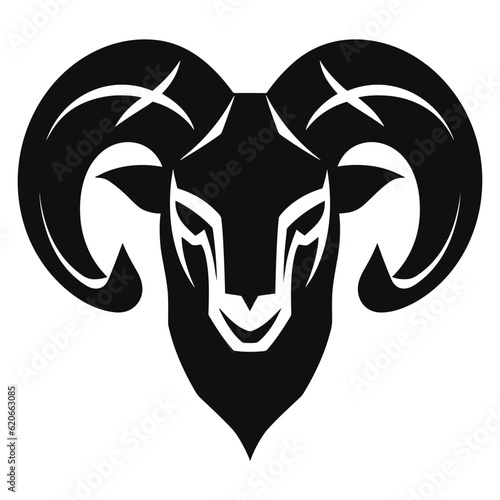 Head of ram goat with horns black abstract logo