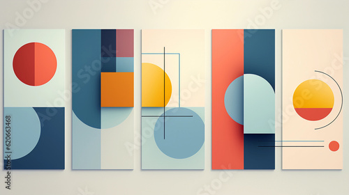 Abstract, geometric, minimalist interpretation of classic social media icons, smooth gradients and pleasing color palette photo