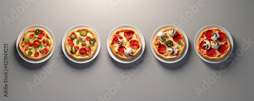 Different types of pizza top view.  generative ai