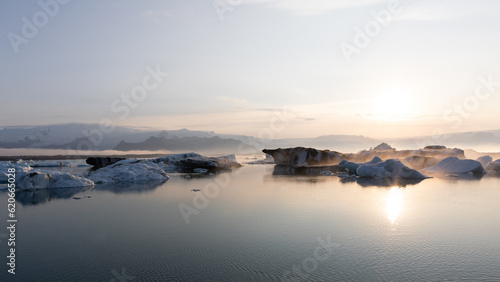 Iceland landscape summer frog glacier lake ice cubes