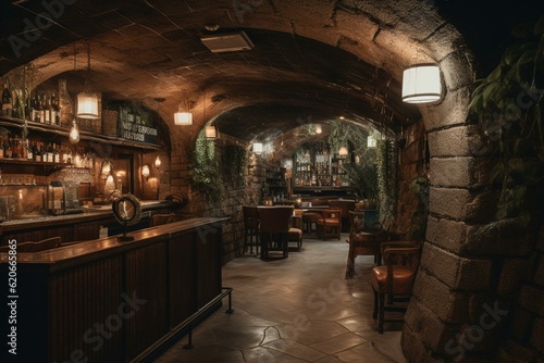 A chic  advanced  and suave underground watering hole. Generative AI