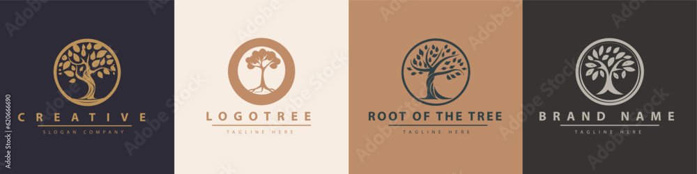 Tree vector icon. Logo design Premium Vector. Botanical plant nature ...