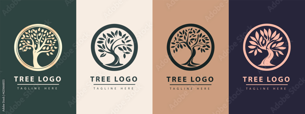 Tree vector icon. Logo design Premium Vector. Botanical plant nature symbol. Nature trees illustration logo design vector illustration.