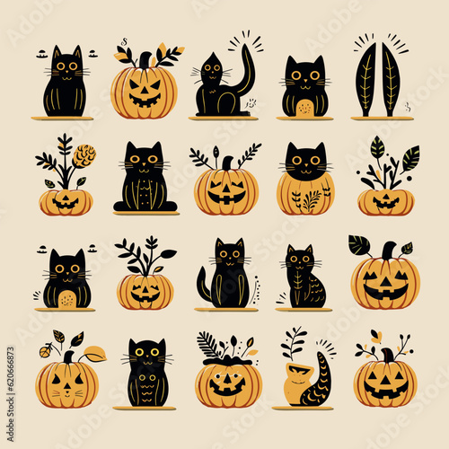 helloween set vector illustration collection design halloween