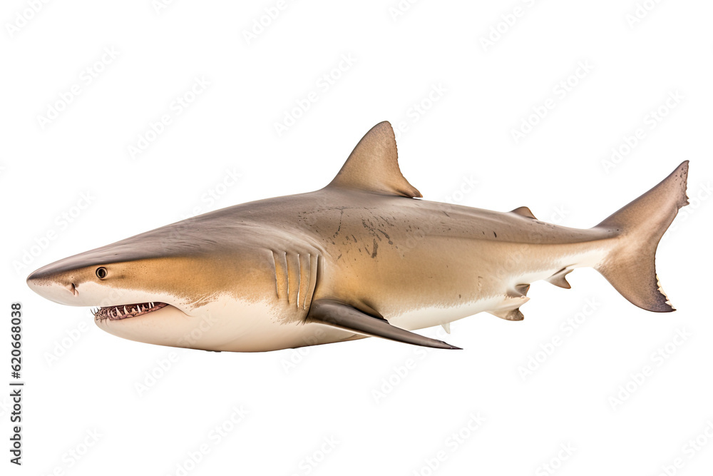 Sand tiger shark Carcharias taurus, Transparent background. generative AI