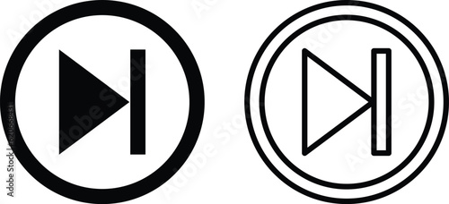Free Download Next button icon set vector in two styles . Skip button icon vector - GFXLoad