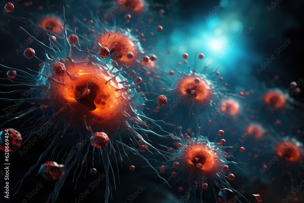 Computer-generated render of T-cells or cancer cells. Generative Ai, Ai ...