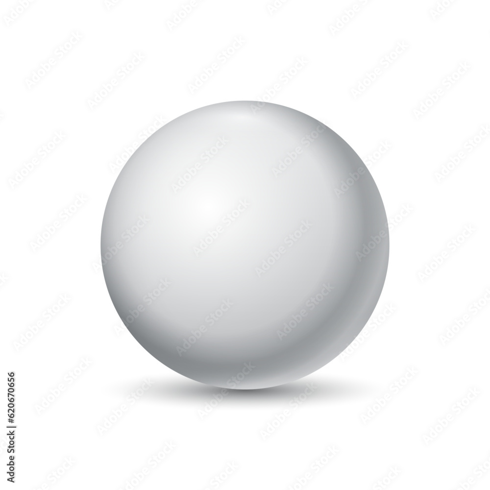 White ball. Sphere on a light background. Vector for your graphic design.