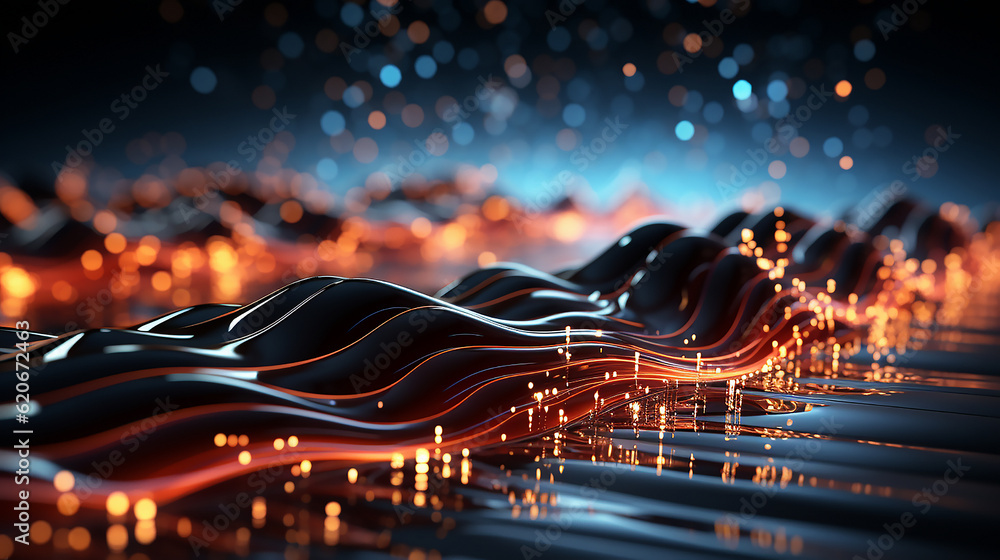Big data digital cyber Wavy lines and color light, Abstract 3D illustration Big data digital cyber Wavy lines and color light, Abstract 3D illustration