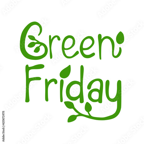 Green friday linear text inscription. The logo is isolated on a white background