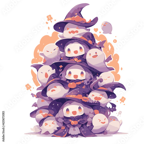 cute white ghosts halloween 2 generative ai
