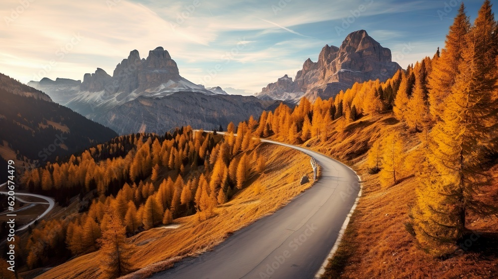 Passo Giau - Dolomites - Italy autumn view beautiful nature landscape