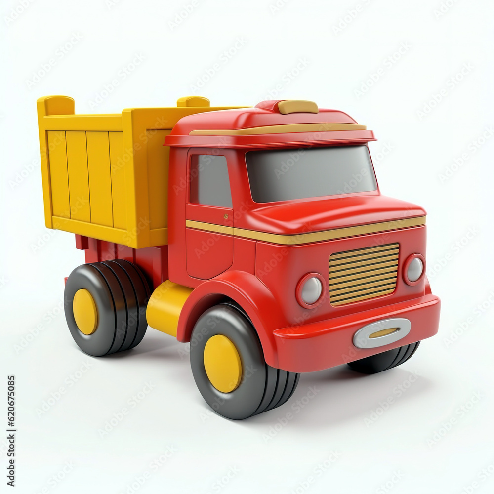 Naklejka premium toy truck isolated on white , generative ai