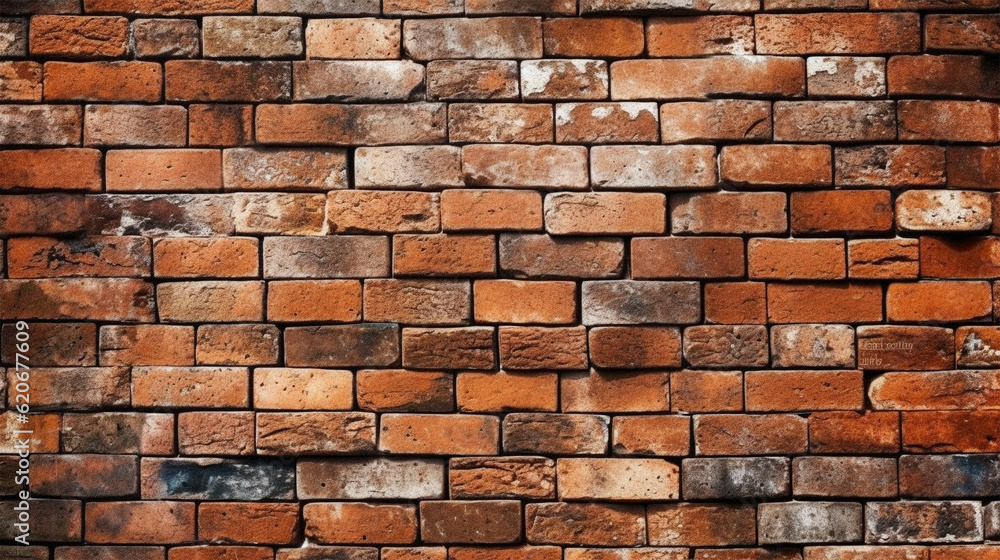 Fototapeta premium Brick wall texture pattern background 3D render illustration. Generative Ai.