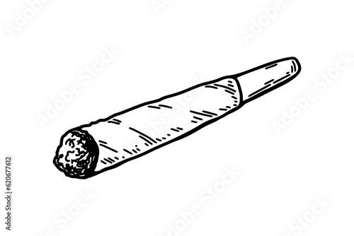 Cannabis joint. Hand drawn vector illustration in sketch style. Marijuana spliff photo