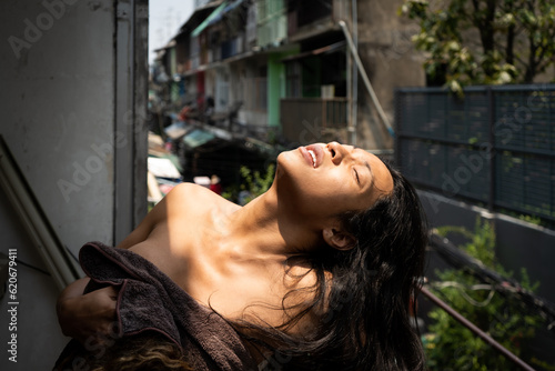 Portrait of a Thai transgender performance artist outdoors in Bangkok photo