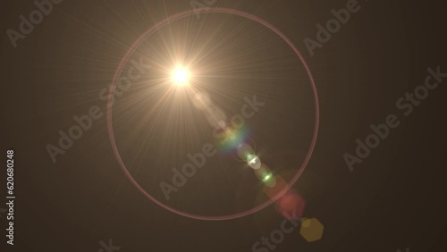 Dramatic light leak with different glow ring animation. 2D rendering abstract background