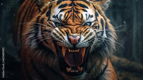  a tiger with its mouth open and it's mouth wide open with it's mouth wide open and it's mouth wide open. generative ai