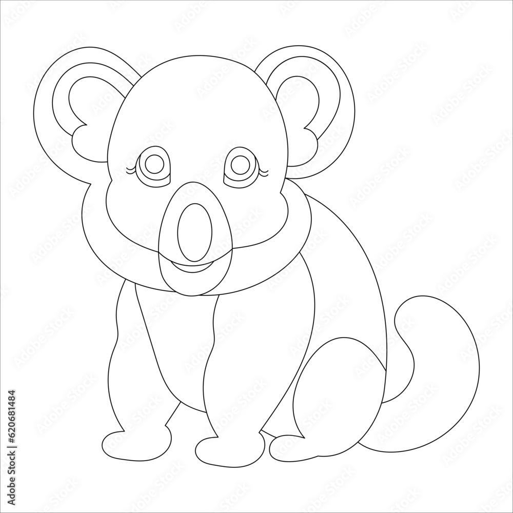 Fototapeta premium cute koala character vector graphics coloring outline