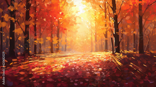 Autumn landscape on autumnal background created with generative ai tools