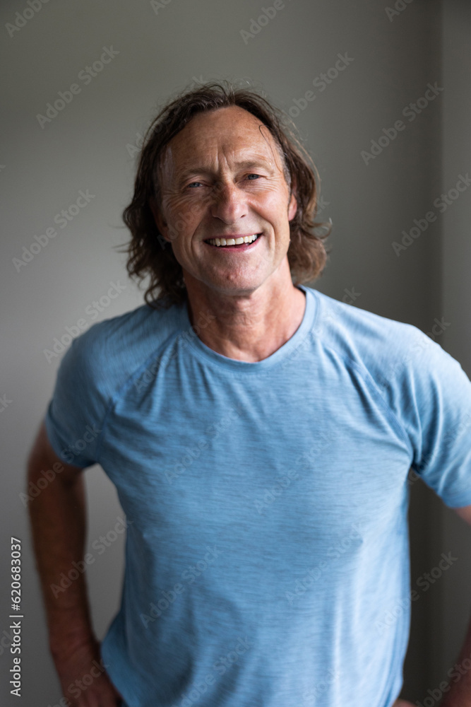 Mature, active man portrait in the gym. Mature, active man portrait in the gym.