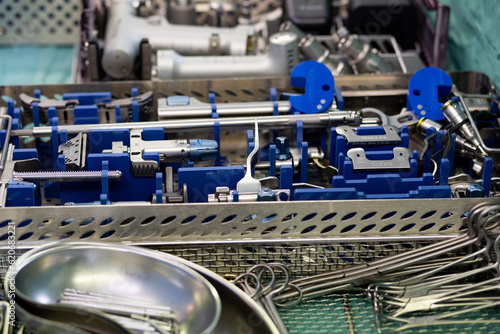 Surgical instruments on table