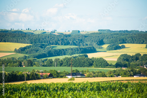 beautiful landscape with green hills and fields