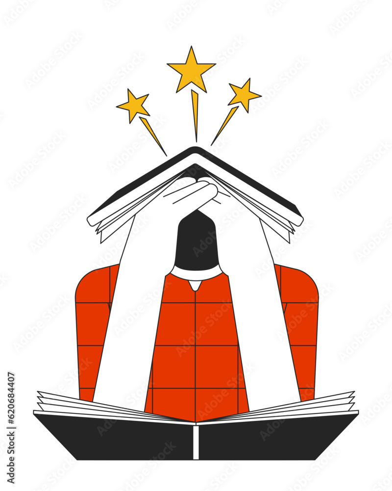 Fototapeta premium Depressed man holds hand on head flat line color vector character. Editable outline half body of emotional burnout man on white. Simple cartoon spot illustration for web graphic design