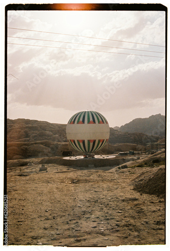 Hot-air balloon in the desert photo