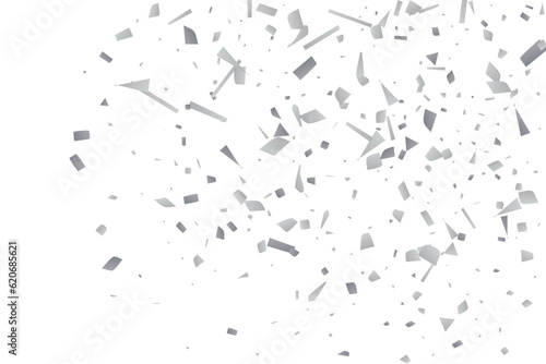 Silver glitter confetti on a white background. Decorative element.