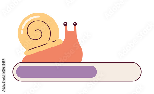 Slowly snail with spiral shell loading bar vector illustration. Web loader ui ux. Please wait. Graphical user interface. Cartoon flat design on white background