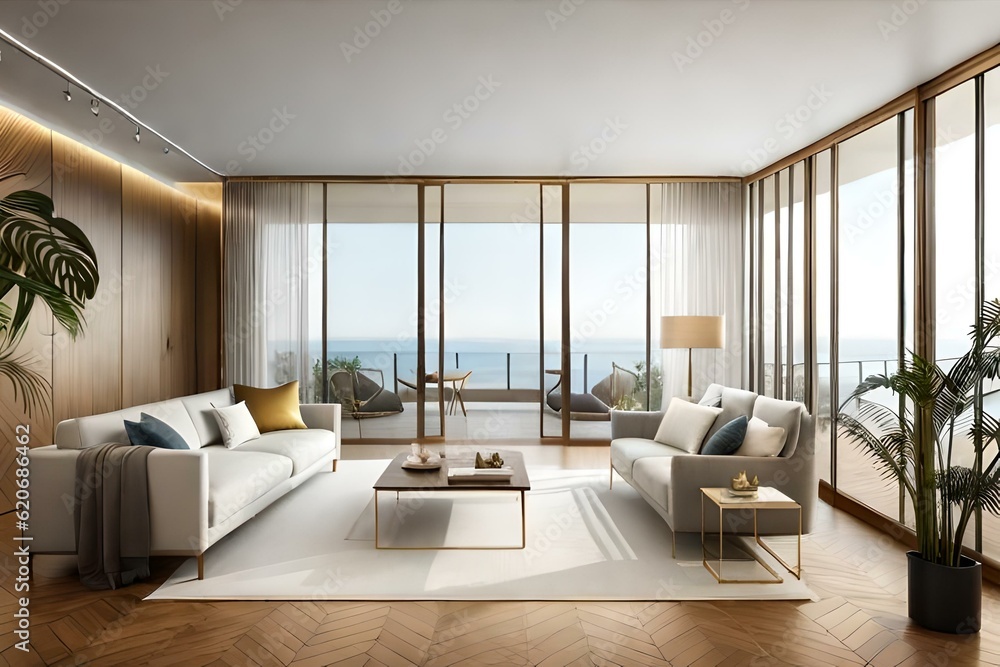 Fototapeta premium modern living room generated ai