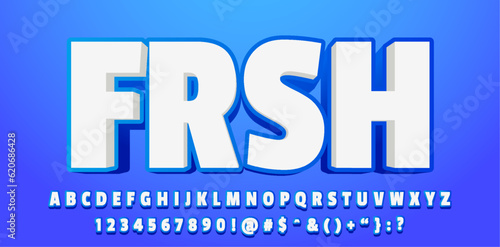 Fresh blue 3d editable text effect