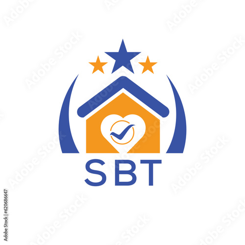 SBT House logo Letter logo and star icon. Blue vector image on white background. KJG house Monogram home logo picture design and best business icon. 
 photo