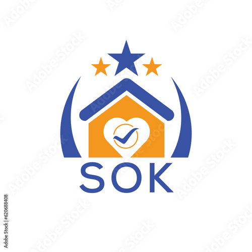 SOK House logo Letter logo and star icon. Blue vector image on white background. KJG house Monogram home logo picture design and best business icon. 
