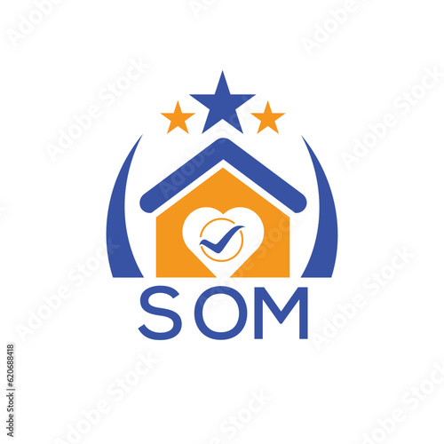 SOM House logo Letter logo and star icon. Blue vector image on white background. KJG house Monogram home logo picture design and best business icon. 
