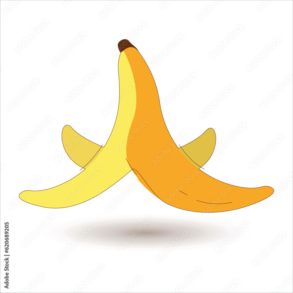 Banana peel. Vector on white background.