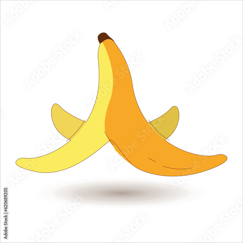 Banana peel. Vector on white background.