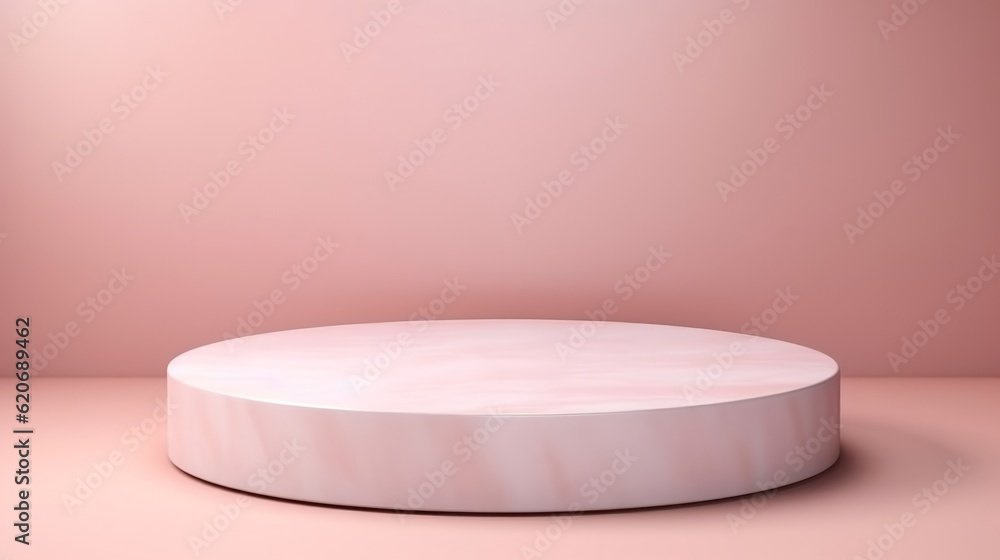 A white round object on a pink surface A white round object on a pink surface