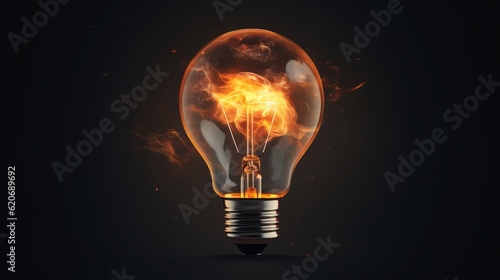 A light bulb with a flame inside, representing creativity and innovation