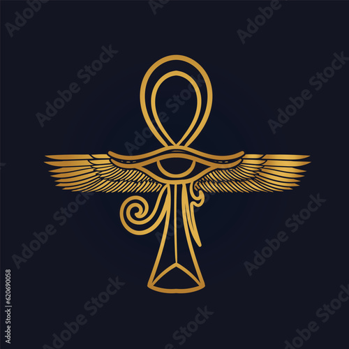 Ankh  Sun God Ra Egyptian wings 