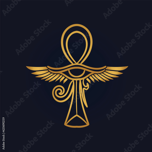 Ankh  Sun God Ra Egyptian wings 